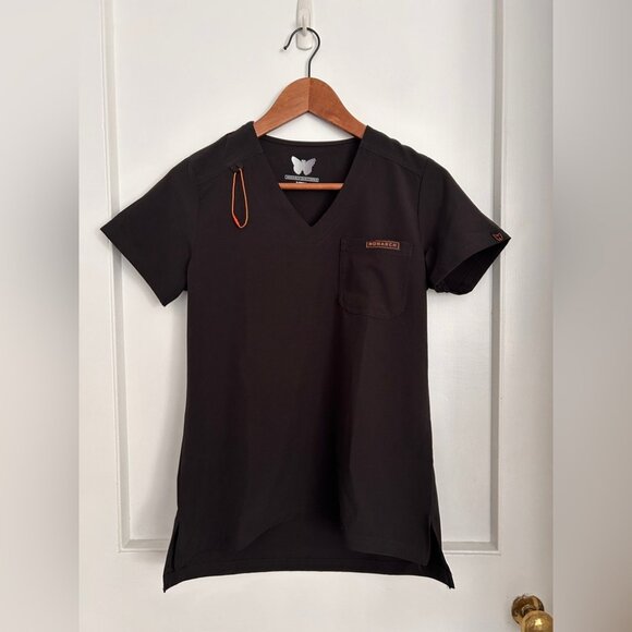 BNWOT Monarch Scrub Top in Black with Orange Detailing Size XS - Picture 10 of 10